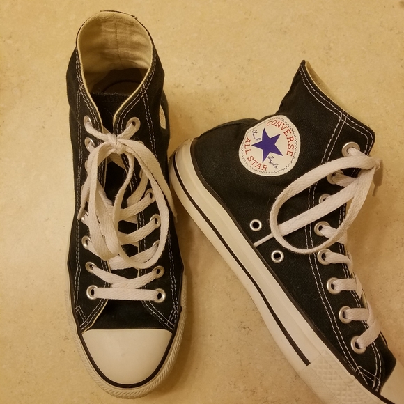 classic black and white high top converse